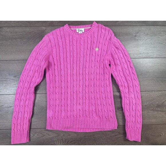 Lilly Pulitzer Gloria Light Crew Neck Cable Knit Sweater Pink Small - Picture 1 of 8